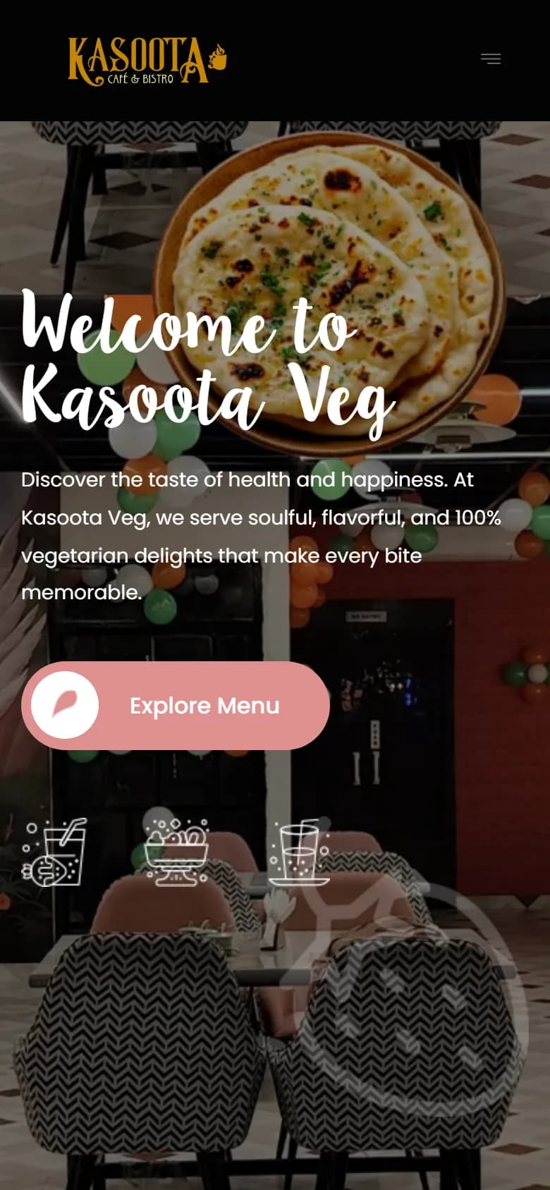 Kasoota Cafe website on a phone