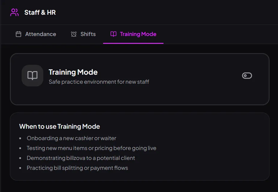 billzova training mode help