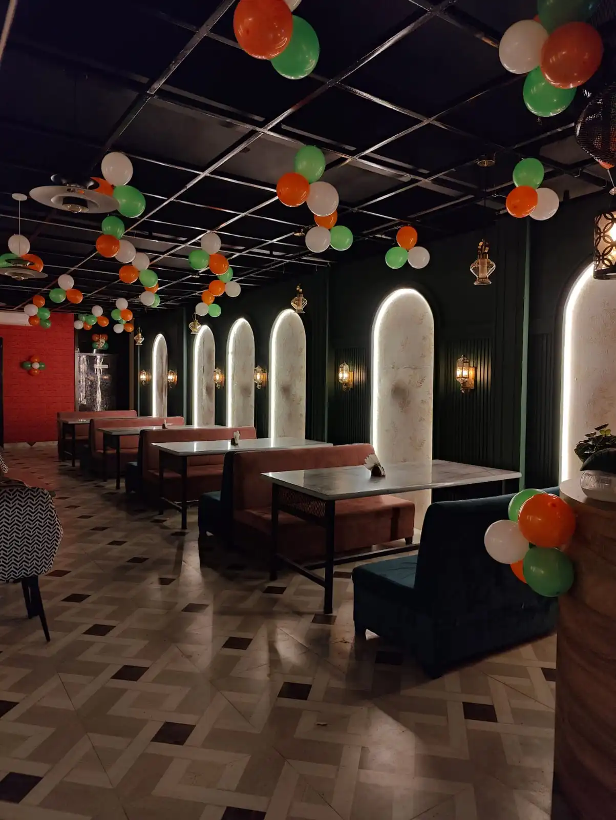 Kasoota Café & Bistro decorated for Independence Day, Ayodhya