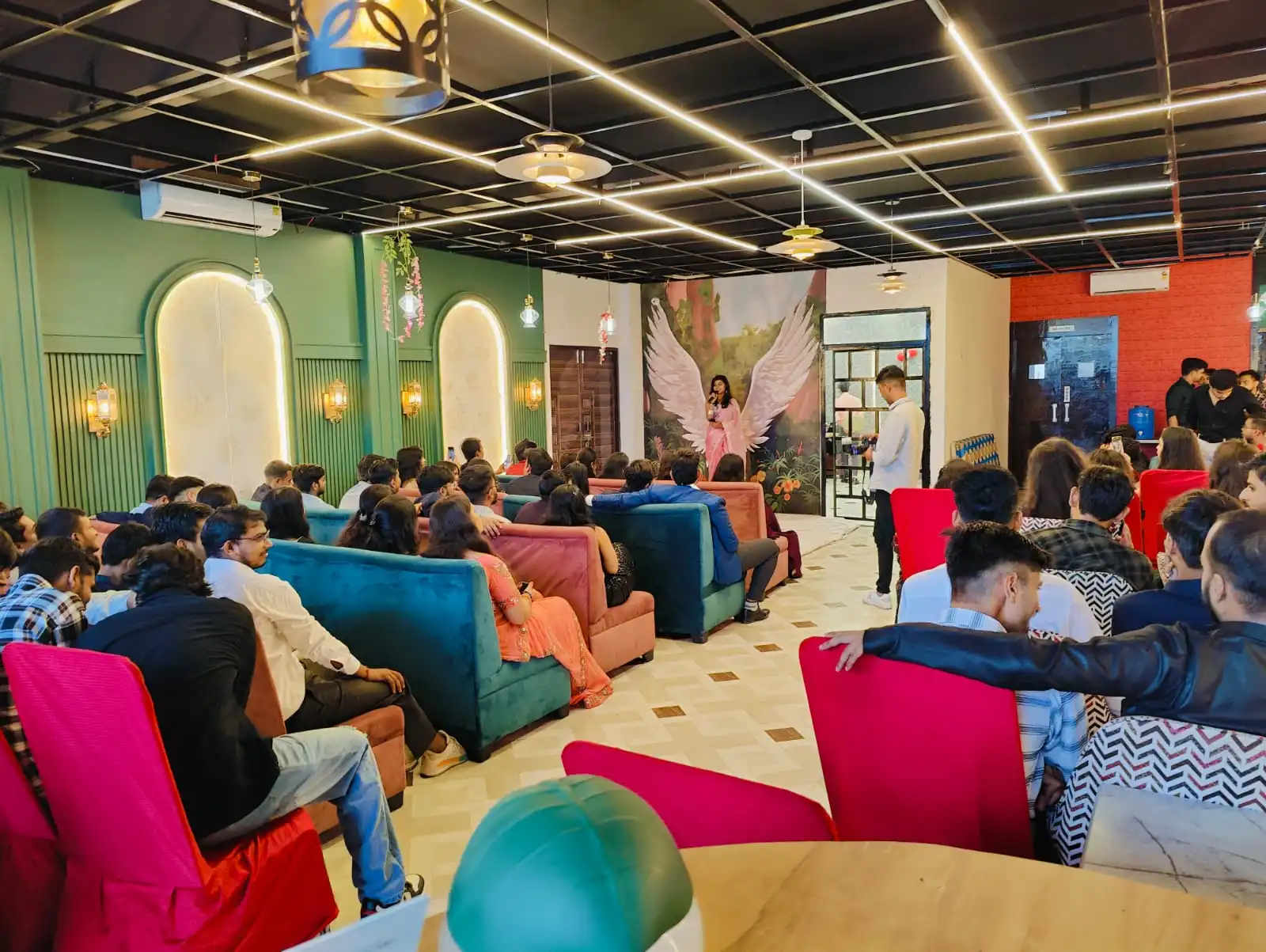 A full house at a live performance night at Kasoota Café & Bistro, Ayodhya