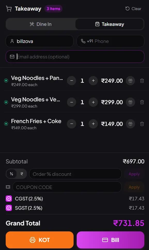 billzova customer record — repeat orders keep their referral commission attribution